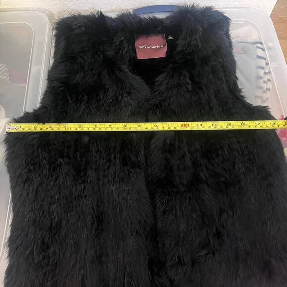 525 America Women's Black Rabbit Fur Vest Size M - Picture 6 of 9